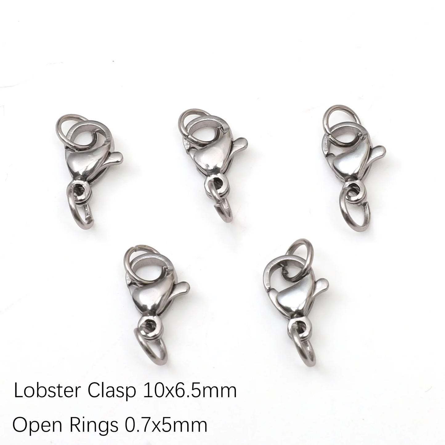 5-10Pcs Rhodium/Gold Color Stainless Steel Lobster Clasps With Rings DIY Bracelet Necklace Jewelry Making Connectors Accessories