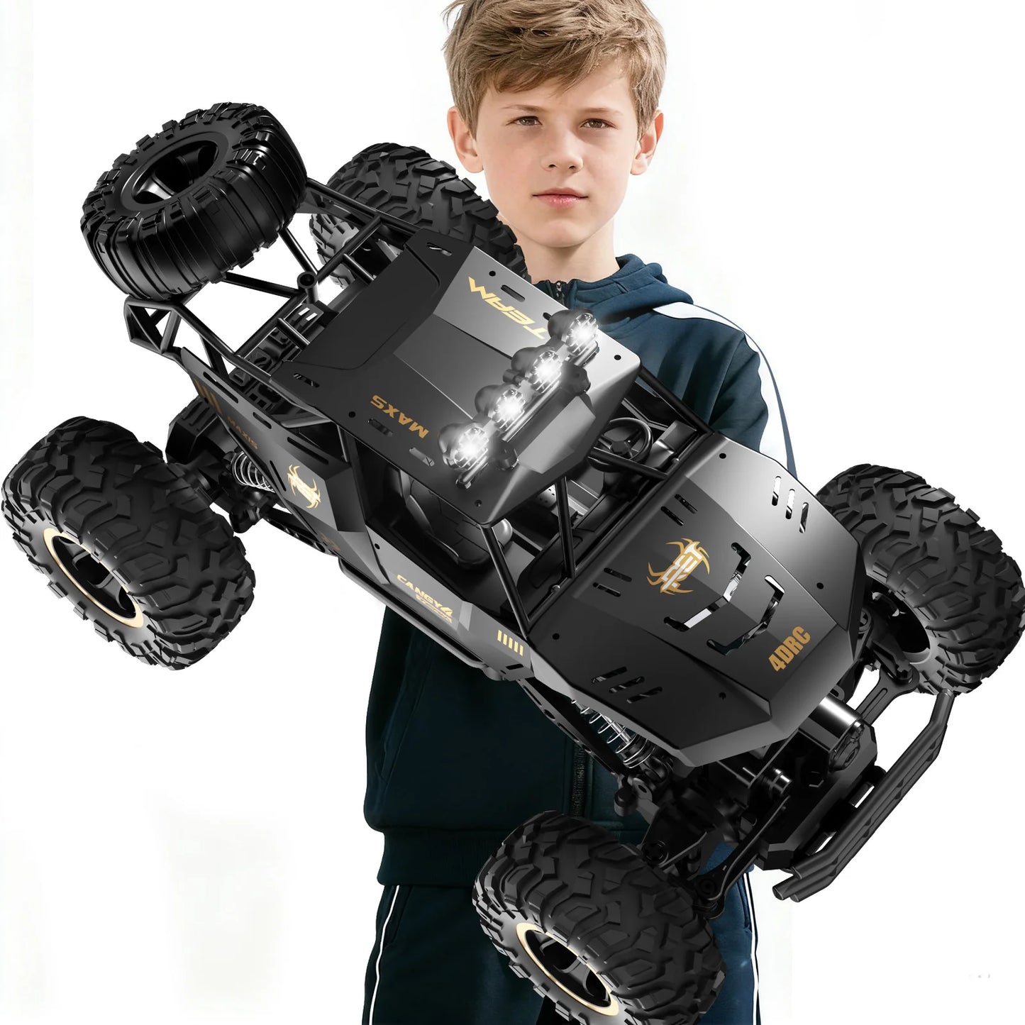 2 Batteries 1:12 Rock Crawler Rechargeable Off Road Truck 4WD Metal Shell LED Headlights RC Remote Control Off Road Car Truck