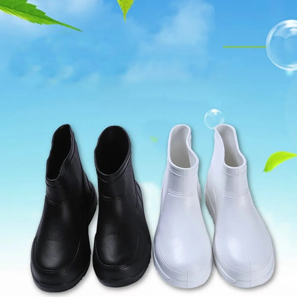 1 Pair Antiskid Rain Shoes Acid Alkali Resistant Low Canister Boots Size Thick Heel Non Slip Wear Resistant Rain Boots