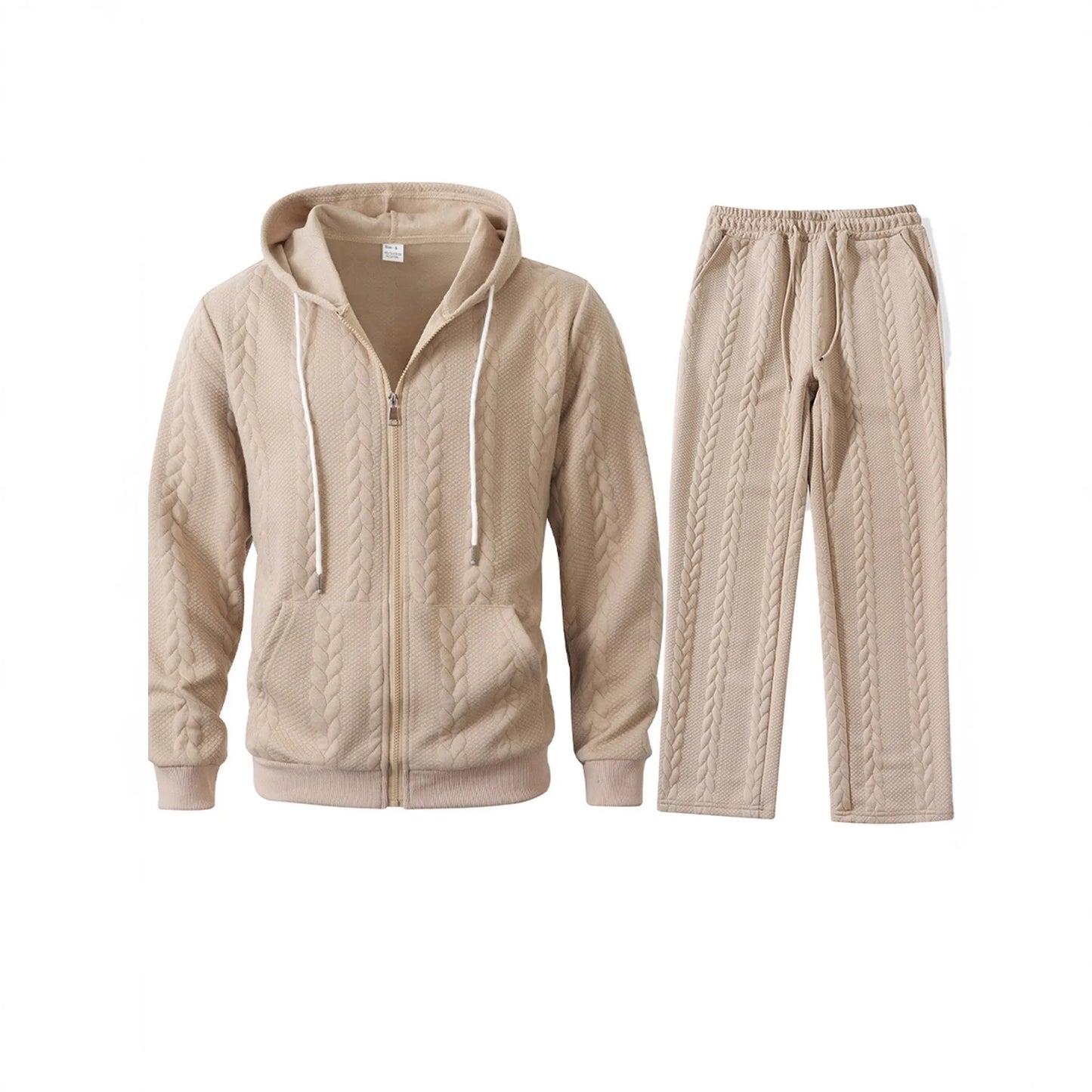 Men's Casual Hoodie Sweatshirt Set Thickened Polyester Long Sleeve with Hat Leisure Warmth Spring Autumn Winter Fashion