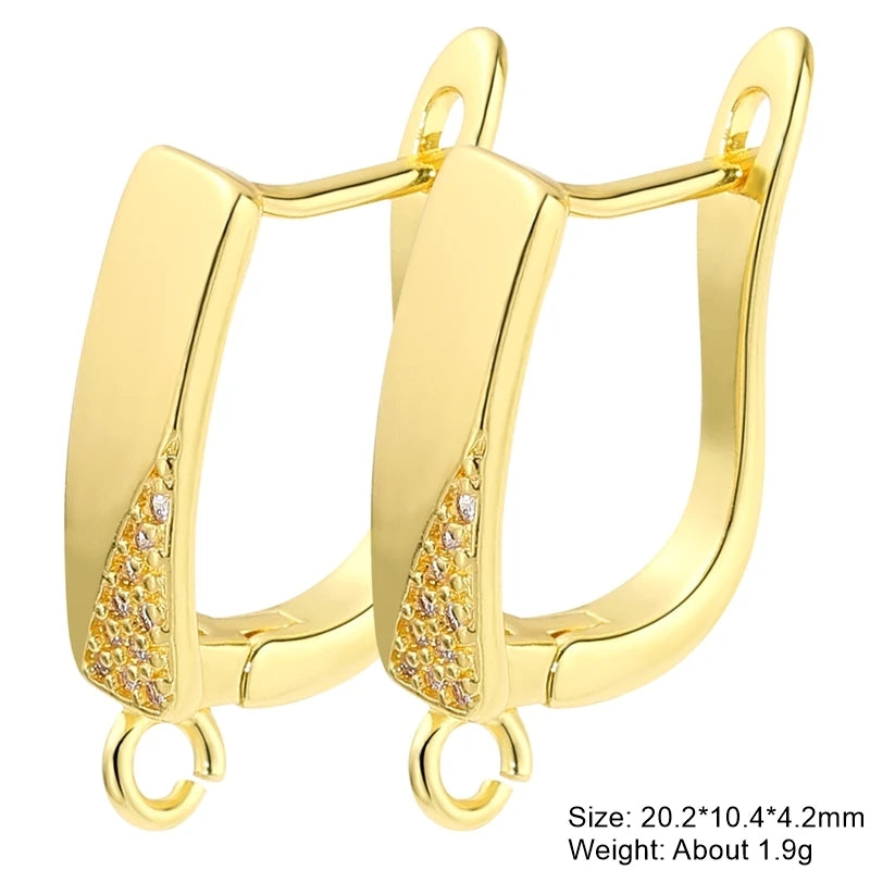 Juya 2 Pairs Wholesale 18K Gold Plated Copper Fastener Shvenzy Earring Hooks Accessories For DIY Fashion Women's Earrings Making