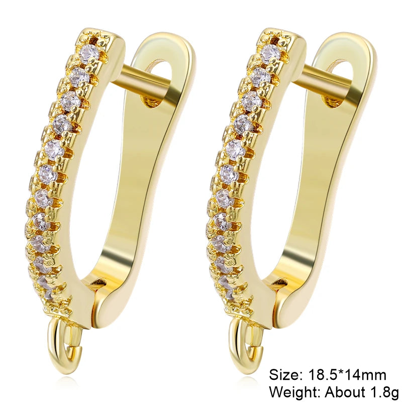 Juya 2 Pairs Wholesale 18K Gold Plated Copper Fastener Shvenzy Earring Hooks Accessories For DIY Fashion Women's Earrings Making