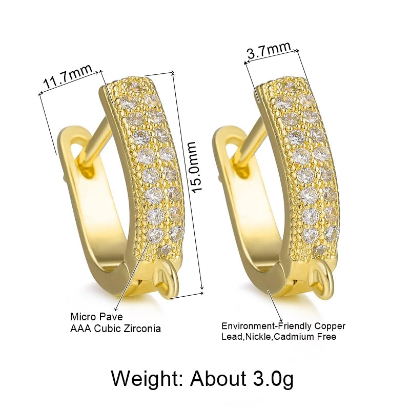 Juya 2 Pairs Wholesale 18K Gold Plated Copper Fastener Shvenzy Earring Hooks Accessories For DIY Fashion Women's Earrings Making