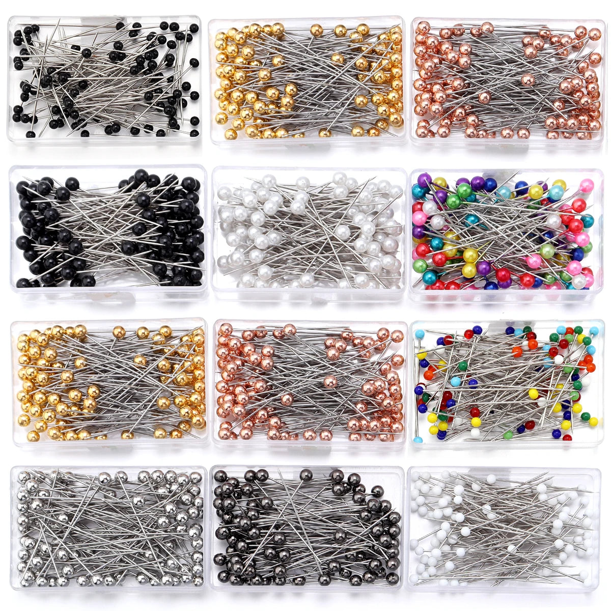 100Pcs Color Ball Head Pins Stainless Steel Pearl Big Head Sewing Pins for Clothing Positioning Supplies Sewing Supplies Tools