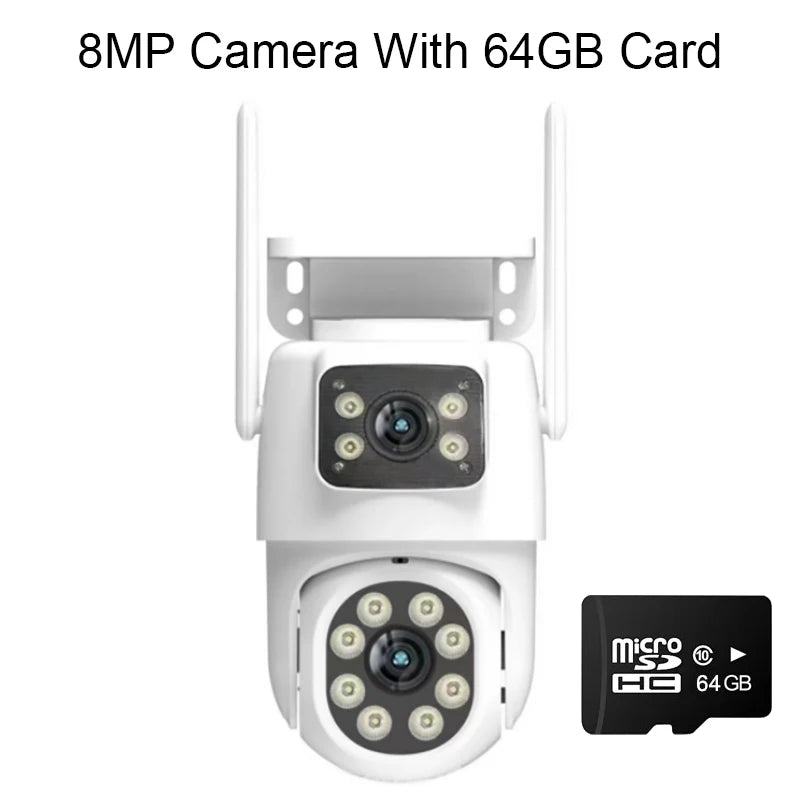 PGST 8MP HD Dual Lens 2.4G WiFi IP Security Camera Wireless PTZ Surveillance Camera CCTV 2-Way Audio IP66 Waterproof Outdoor