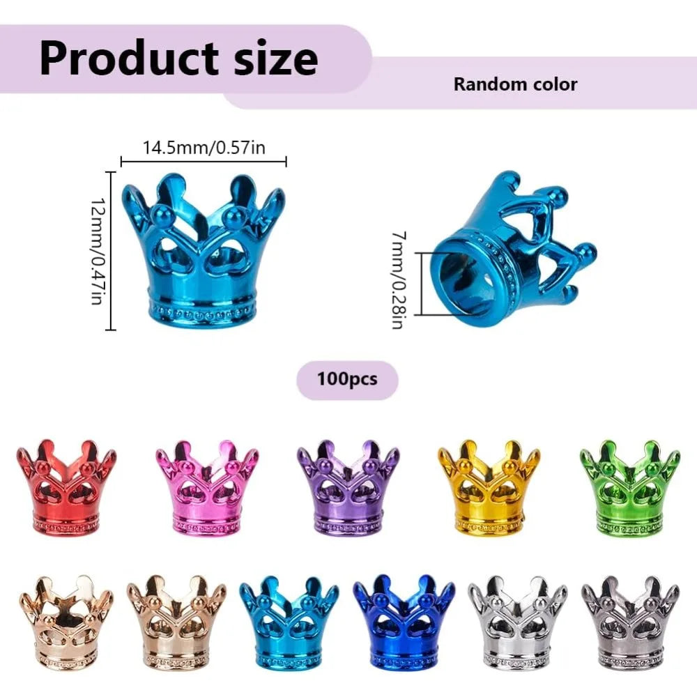 100Pcs Crown Bead Acrylic Focal Beads Bulk 12x14mm Colorful Plastic Golden Silver Crowns Caps Hat Shaped Loose Spacer kit