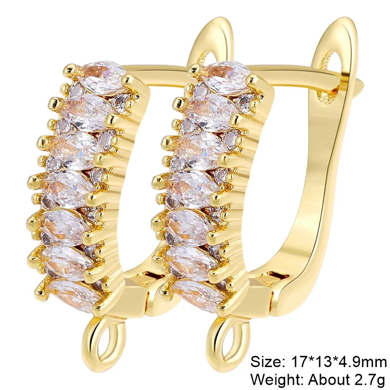 Juya 2 Pairs Wholesale 18K Gold Plated Copper Fastener Shvenzy Earring Hooks Accessories For DIY Fashion Women's Earrings Making