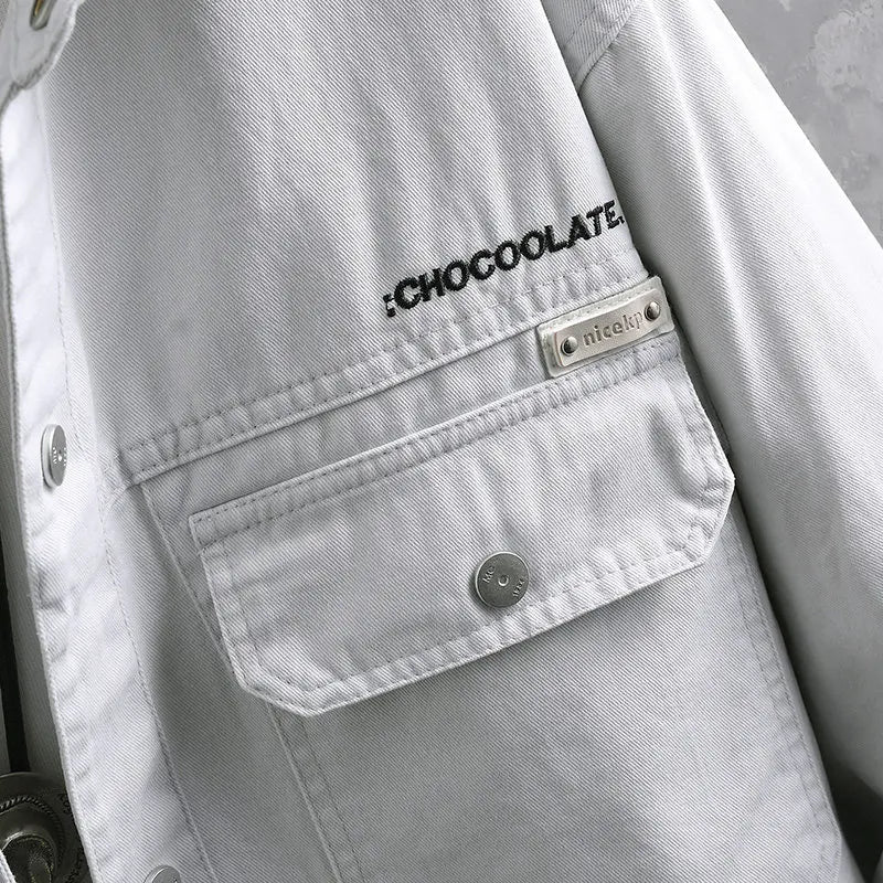 Spring Casual Long Sve Denim Jaet Men's Faion ket irt Sle Outerwear Versatile Leisure Top for Teenagers