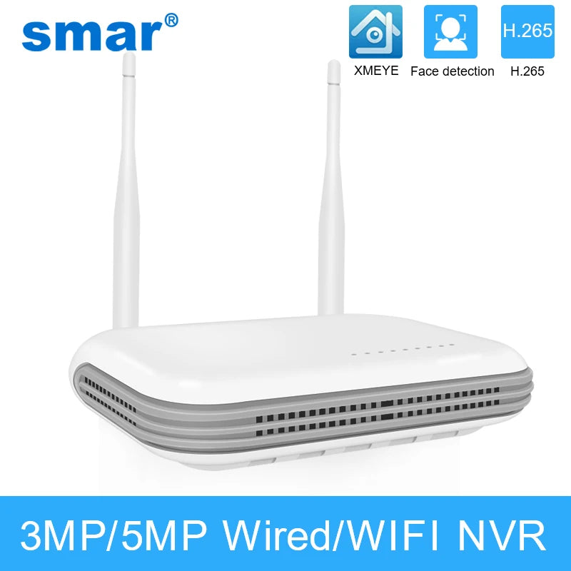 Smar H.265  Wireless NVR 8CH 3MP 5MP WIFI NVR Network Video Recorder Face Detection Email Alart For IP Camera CCTV XMEYE ONVIF