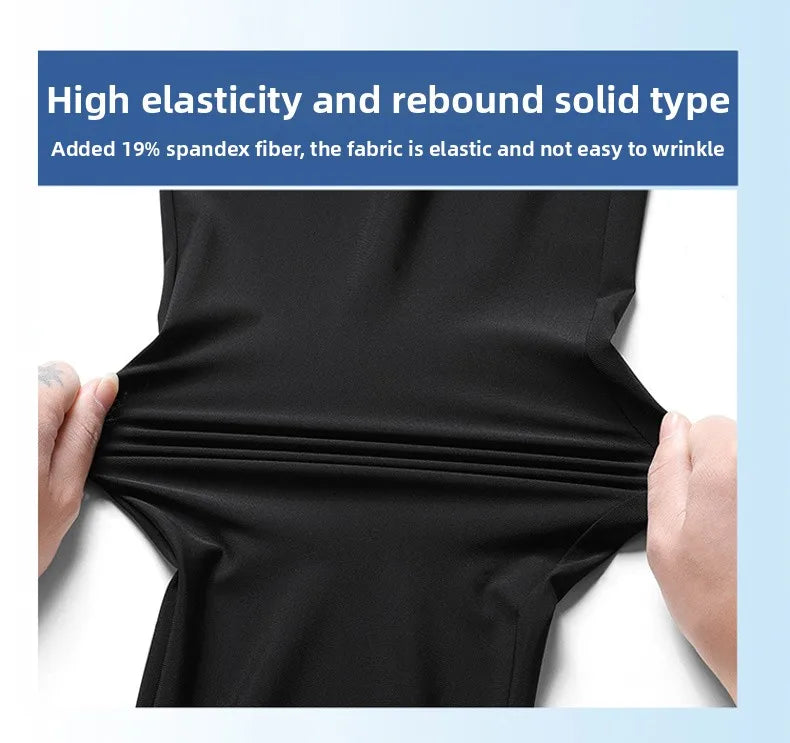Summer 2 Piece Set Short T Shirts Sets Long Pants  Men'sThin Style Flip Collar T-Shirt Breathable Striped Design Business Casual