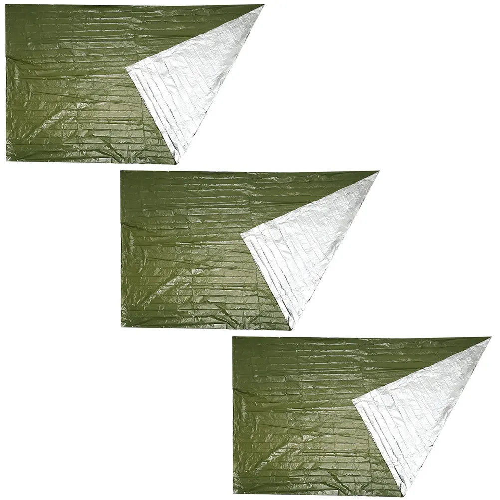 3Pcs Survival Emergency Blanket Outdoor Camping Thermal Reflective Insulation Blanket First Aid Camping Covering Sheet