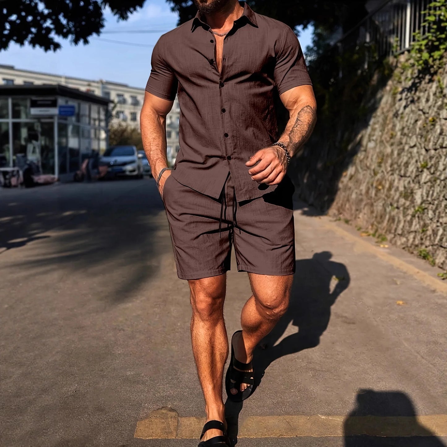 Slim Short Sleeve Shirt and Shorts Sets for Men 2026 Summer Casual Sportswear Male Fashion Beach Shirts Comfortable Hawaii Wear