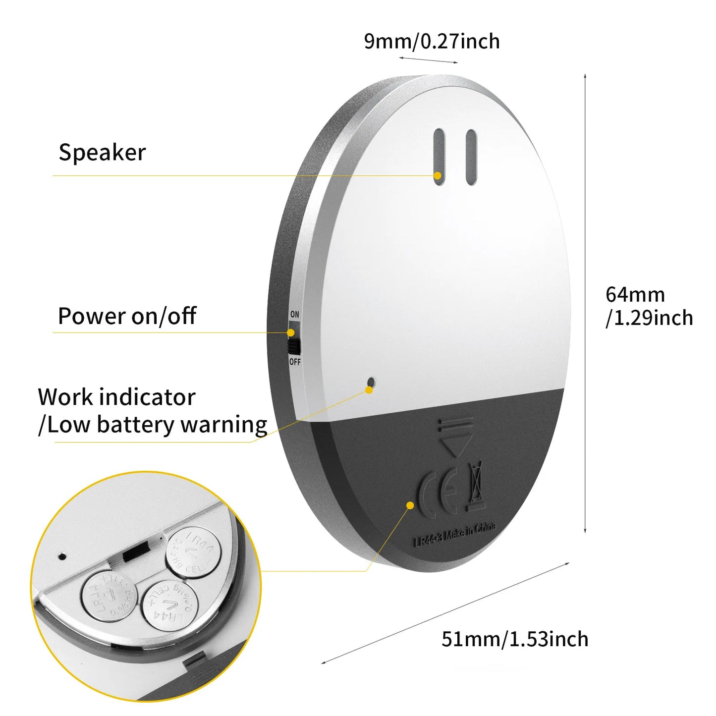 Travel Vibration Door Window Alarm Portable Slim Anti-Theft Sensor Alarm for Hotel Motel Home Apartment Travel Burglar Alert