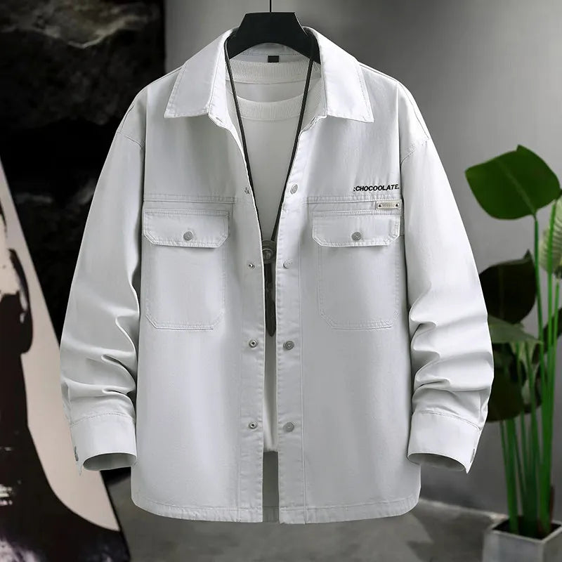 Spring Casual Long Sve Denim Jaet Men's Faion ket irt Sle Outerwear Versatile Leisure Top for Teenagers