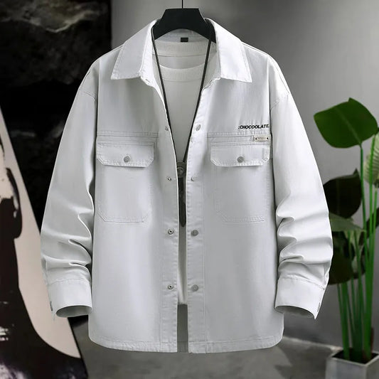 Spring Casual Long Sve Denim Jaet Men's Faion ket irt Sle Outerwear Versatile Leisure Top for Teenagers