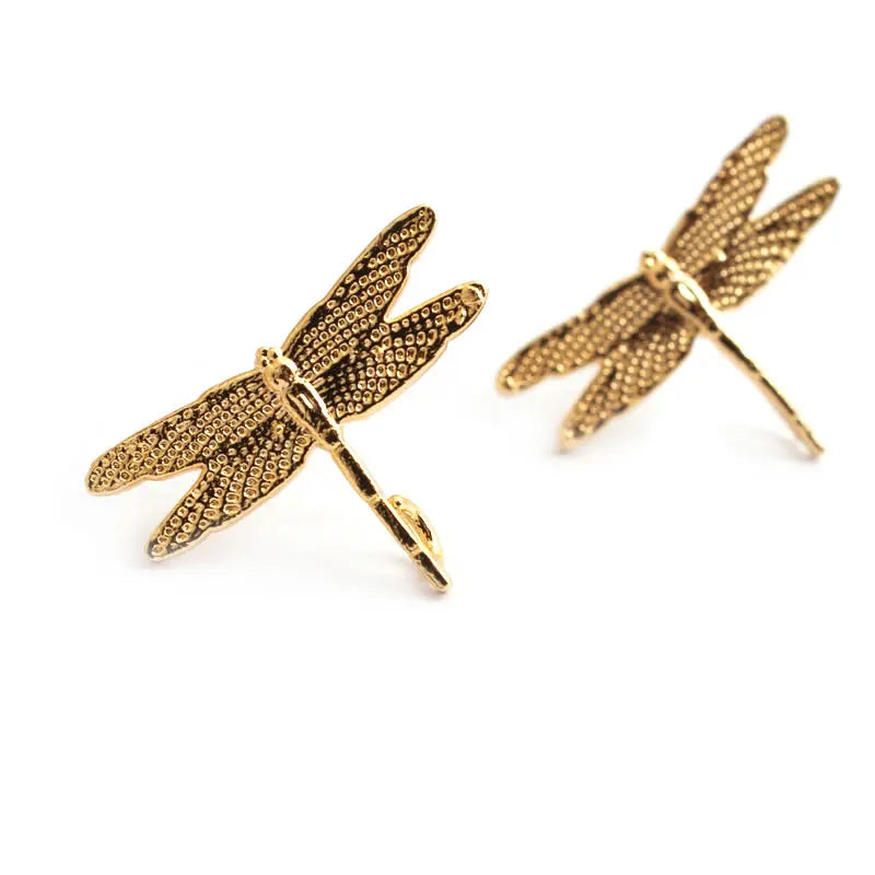 10PCS 24K Gold Color Brass Dragonfly Stud Earrings Women's Earrings High Quality Diy Accessories Rosediy official-website