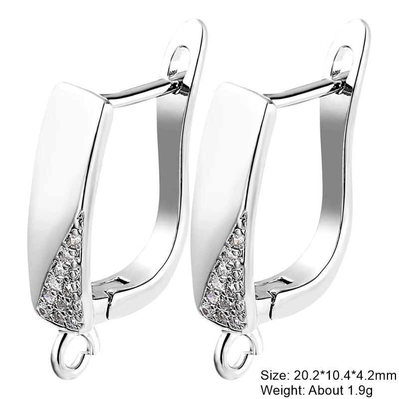 Juya 2 Pairs Wholesale 18K Gold Plated Copper Fastener Shvenzy Earring Hooks Accessories For DIY Fashion Women's Earrings Making