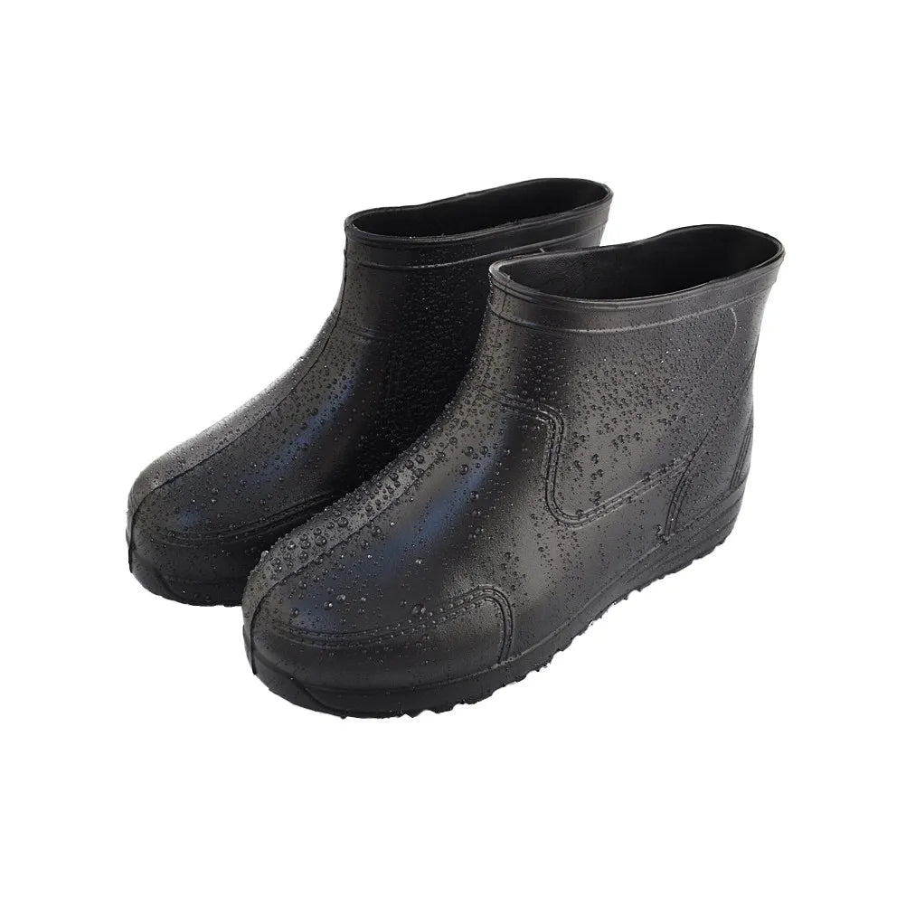 1 Pair Antiskid Rain Shoes Acid Alkali Resistant Low Canister Boots Size Thick Heel Non Slip Wear Resistant Rain Boots