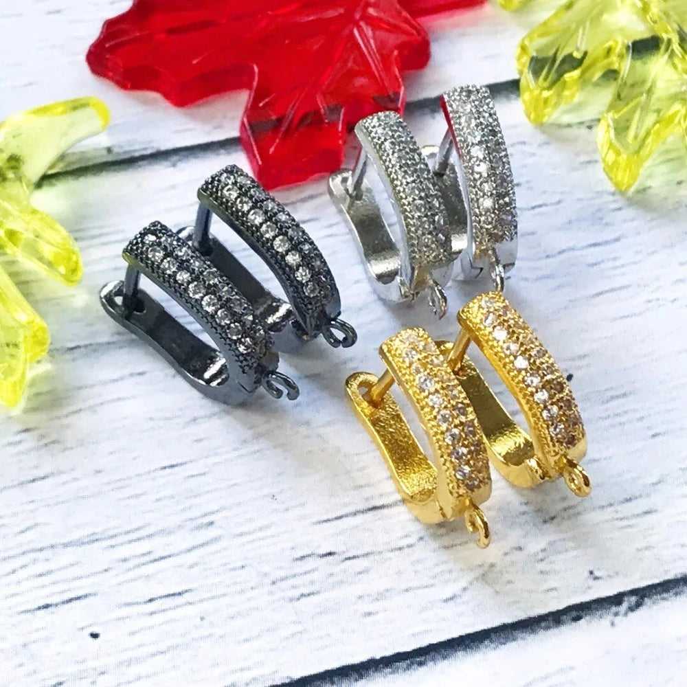 Juya 2 Pairs Wholesale 18K Gold Plated Copper Fastener Shvenzy Earring Hooks Accessories For DIY Fashion Women's Earrings Making