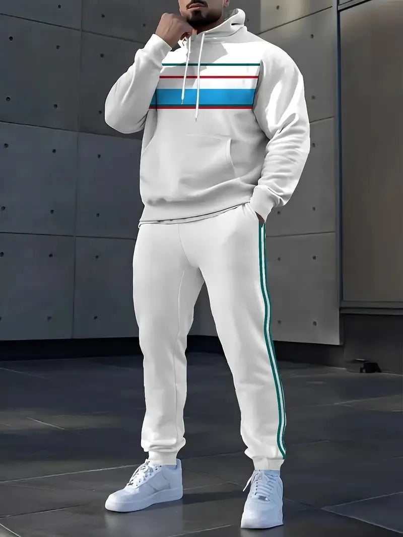 The new men's set for Spring and Autumn 2025 features a casual fashionable comfortable and soft 3D pattern print
