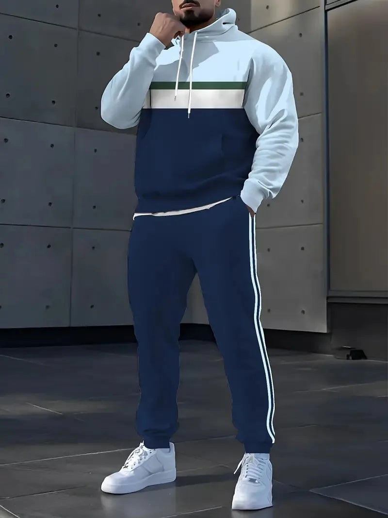 The new men's set for Spring and Autumn 2025 features a casual fashionable comfortable and soft 3D pattern print