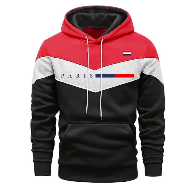 Urban Casual Fashion Hoodie Sportswear Paris Printed Pullover Outfits 2026 Hot Sale Men's Set Hooded Sweatshirt and Jogger Pants