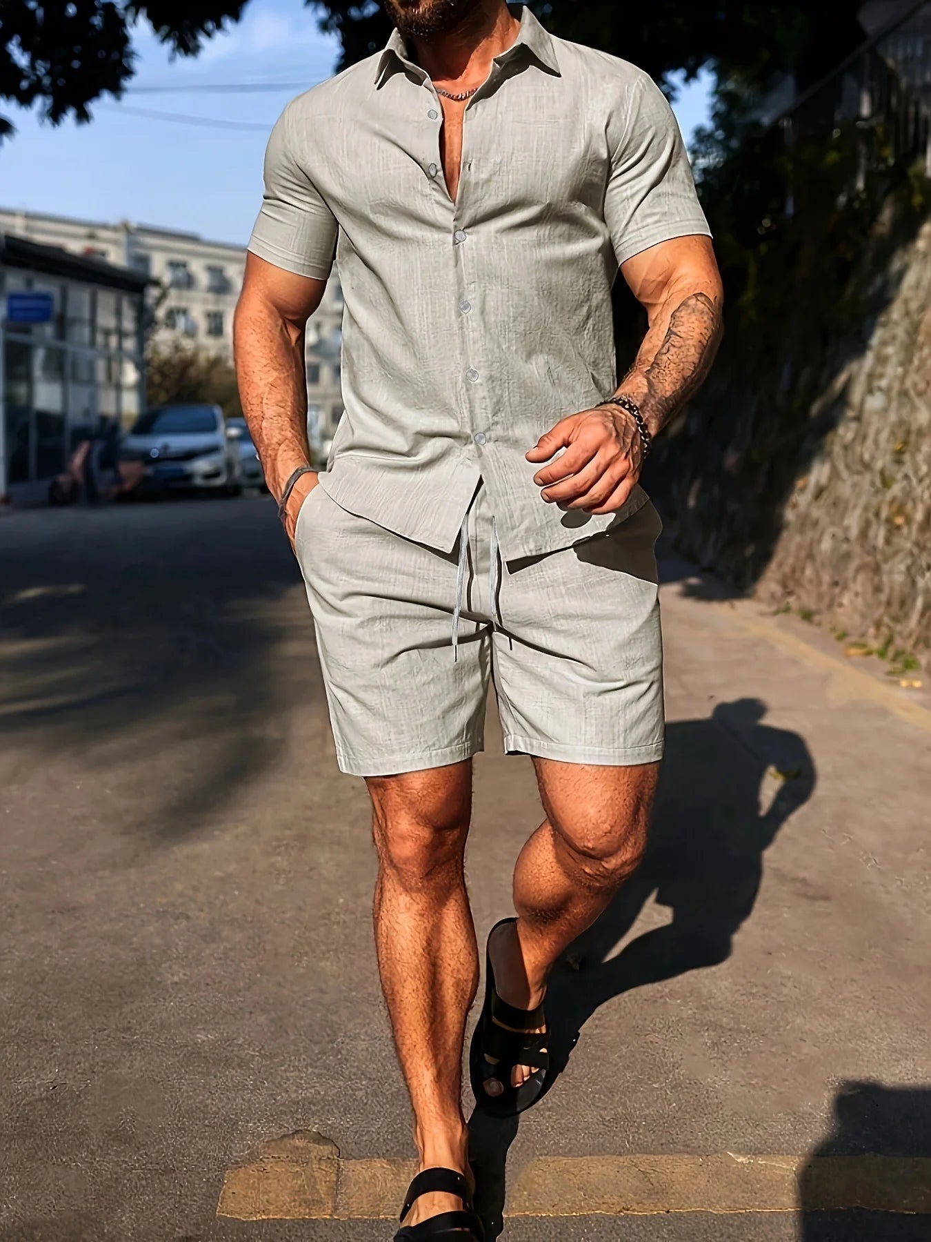 Slim Short Sleeve Shirt and Shorts Sets for Men 2026 Summer Casual Sportswear Male Fashion Beach Shirts Comfortable Hawaii Wear