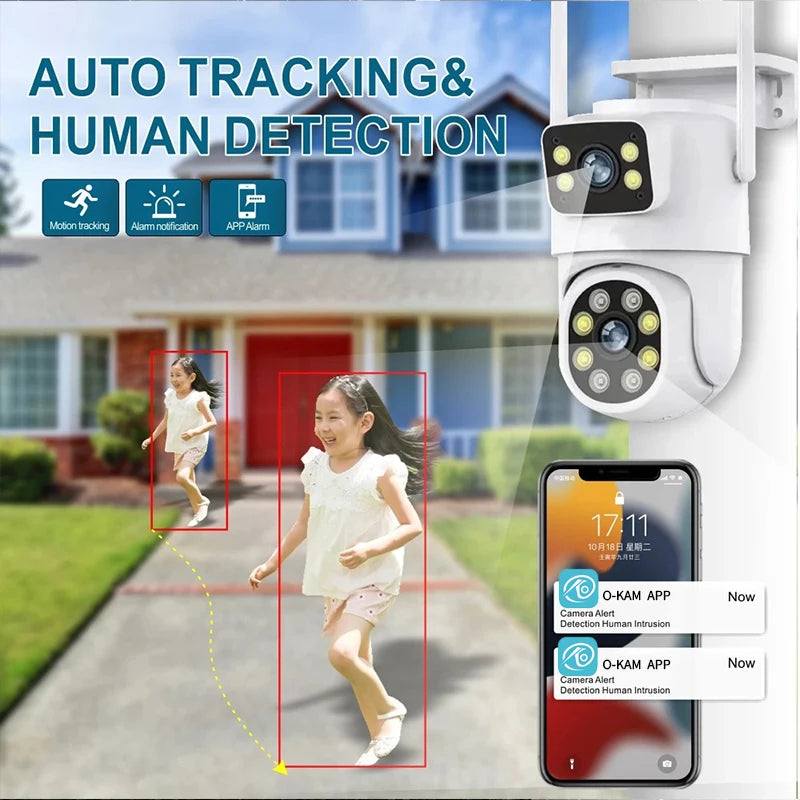 PGST 8MP HD Dual Lens 2.4G WiFi IP Security Camera Wireless PTZ Surveillance Camera CCTV 2-Way Audio IP66 Waterproof Outdoor