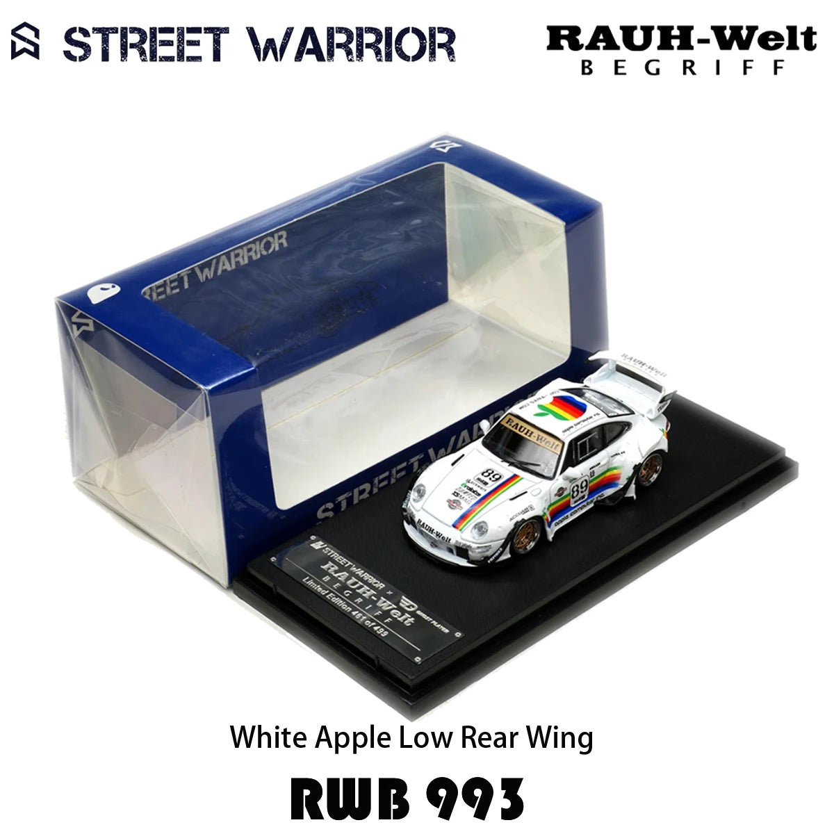 SW In Stock 1:64 RWB 993 Black Apple Diecast Diorama Car Model Collection Street  Warrior