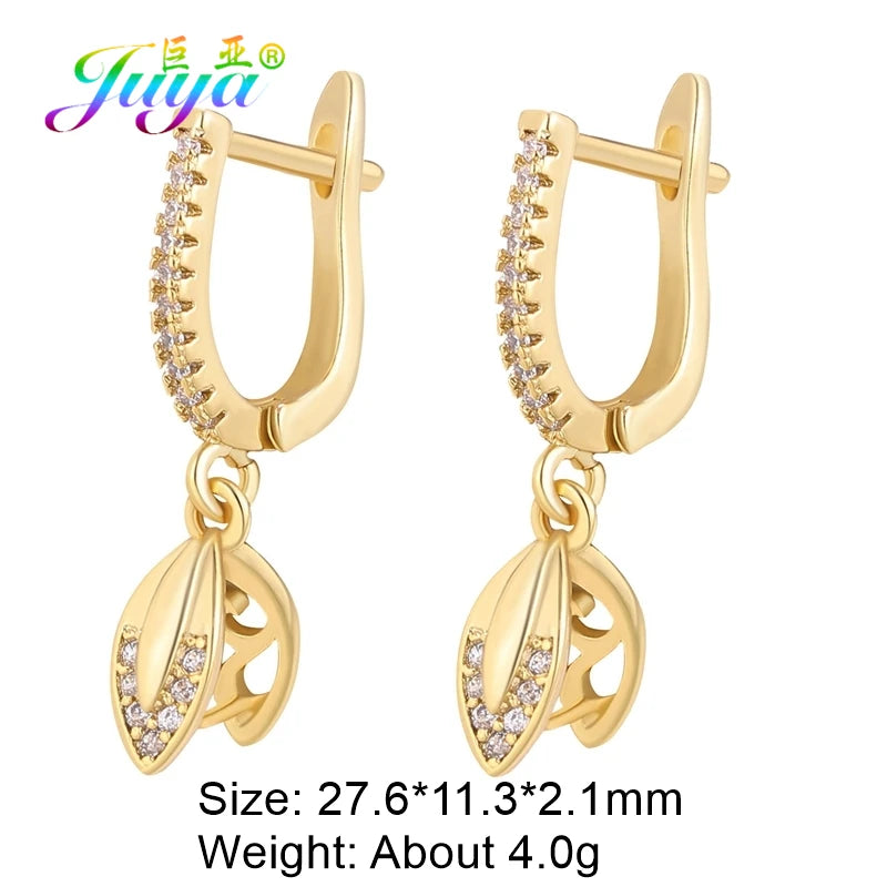 Juya 2 Pairs Wholesale 18K Gold Plated Copper Fastener Shvenzy Earring Hooks Accessories For DIY Fashion Women's Earrings Making
