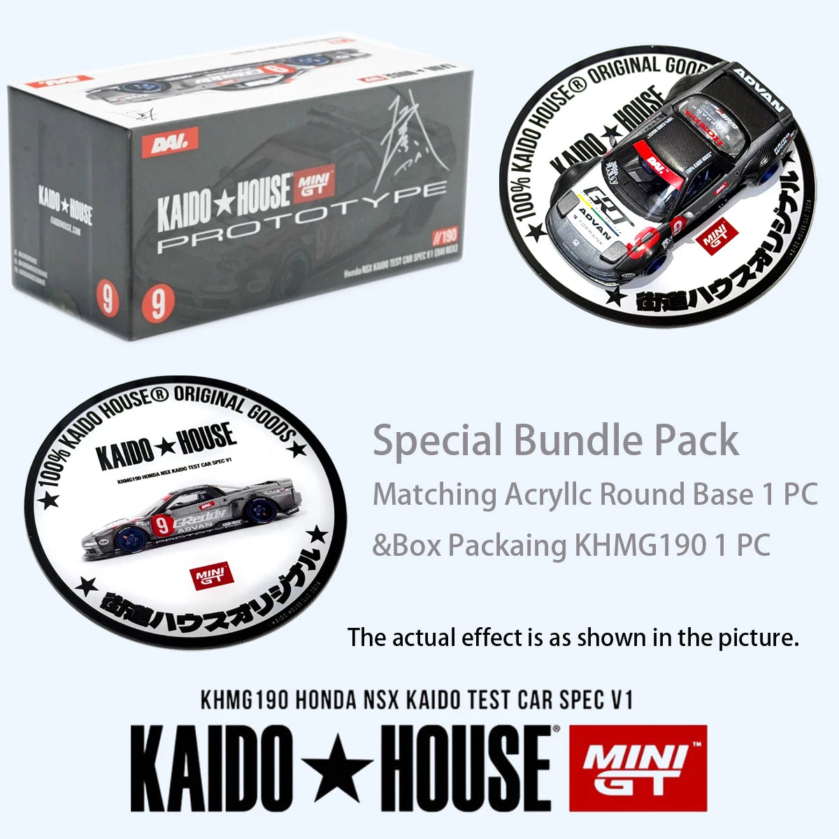 Kaido House x MINIGT KHMG190 1:64 Honda NSX Kaido Test Car Spec V1 Full Carbon Fiber JDM Widebody Diecast Model Car In Stock