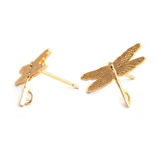 10PCS 24K Gold Color Brass Dragonfly Stud Earrings Women's Earrings High Quality Diy Accessories Rosediy official-website