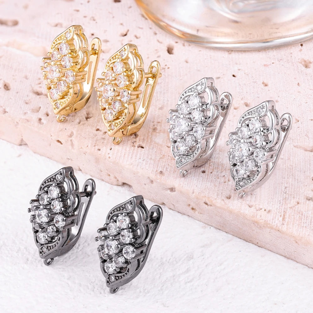 Juya 2 Pairs Wholesale 18K Gold Plated Copper Fastener Shvenzy Earring Hooks Accessories For DIY Fashion Women's Earrings Making