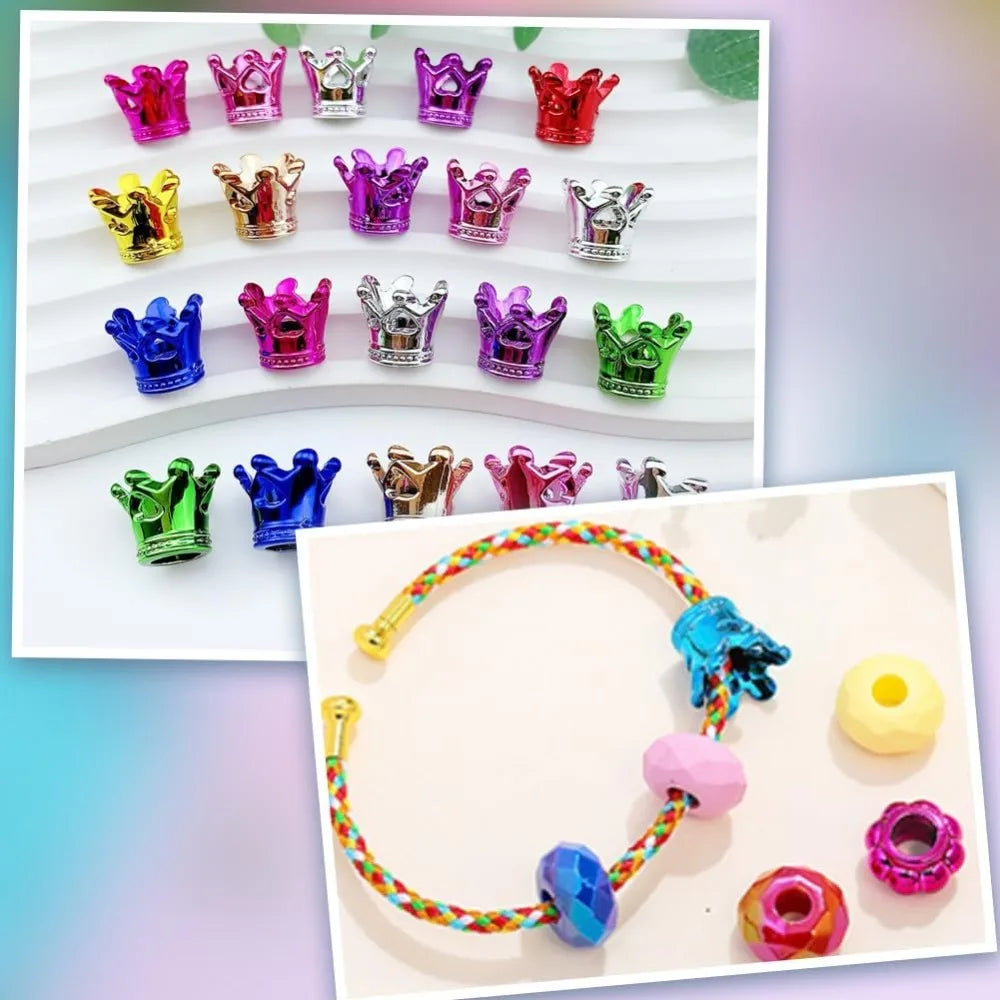100Pcs Crown Bead Acrylic Focal Beads Bulk 12x14mm Colorful Plastic Golden Silver Crowns Caps Hat Shaped Loose Spacer kit