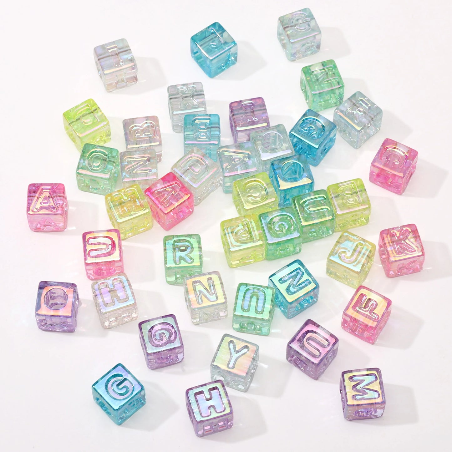 10Pcs beading Colorful Clear Letter Beads Acrylic UV Letter Beads Spacer Beads Girls Gifts Jewelry Making DIY Accessories