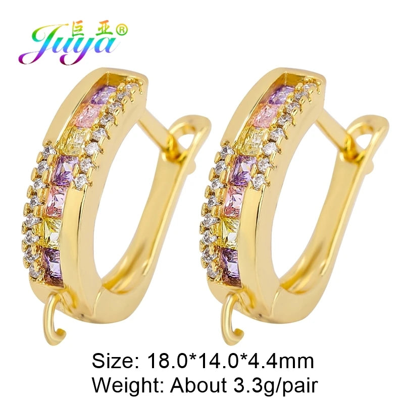 Juya 2 Pairs Wholesale 18K Gold Plated Copper Fastener Shvenzy Earring Hooks Accessories For DIY Fashion Women's Earrings Making