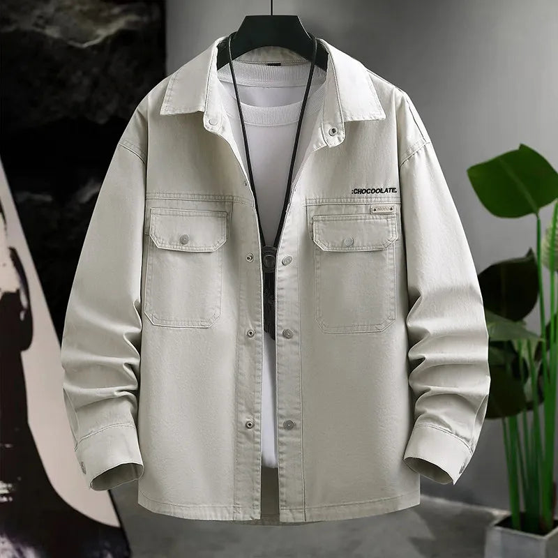 Spring Casual Long Sve Denim Jaet Men's Faion ket irt Sle Outerwear Versatile Leisure Top for Teenagers