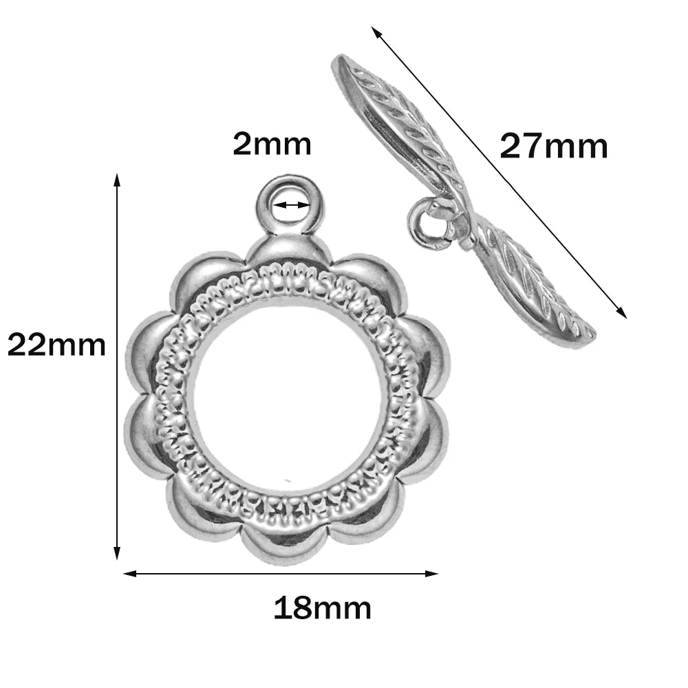 5 Sets Stainless Steel Toggle Clasp T-bar Closure Ring Fastener Hook End Connectors for DIY Necklace Bracelet Jewelry Making