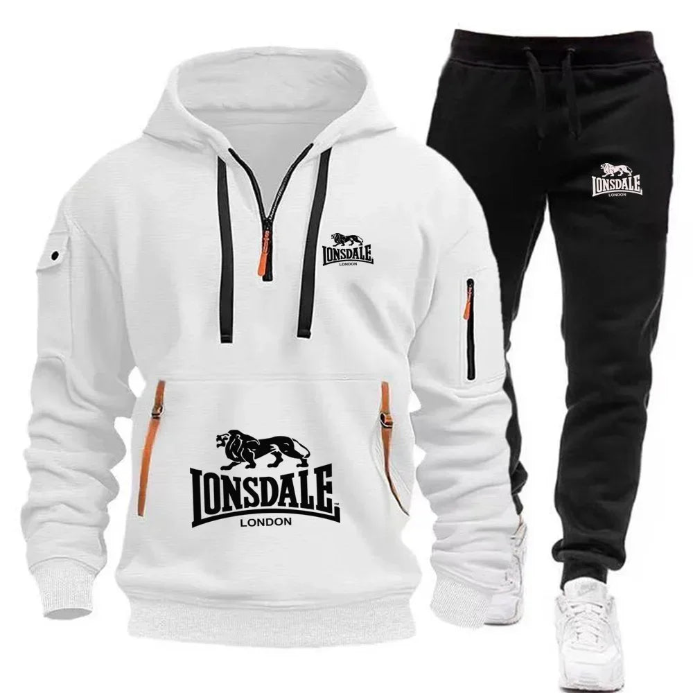 New Autumn and Winter Men's Casual and Fashionable Loose Multi-pocket Pullover Hoodie and Outdoor Jogging Sweatpants Set
