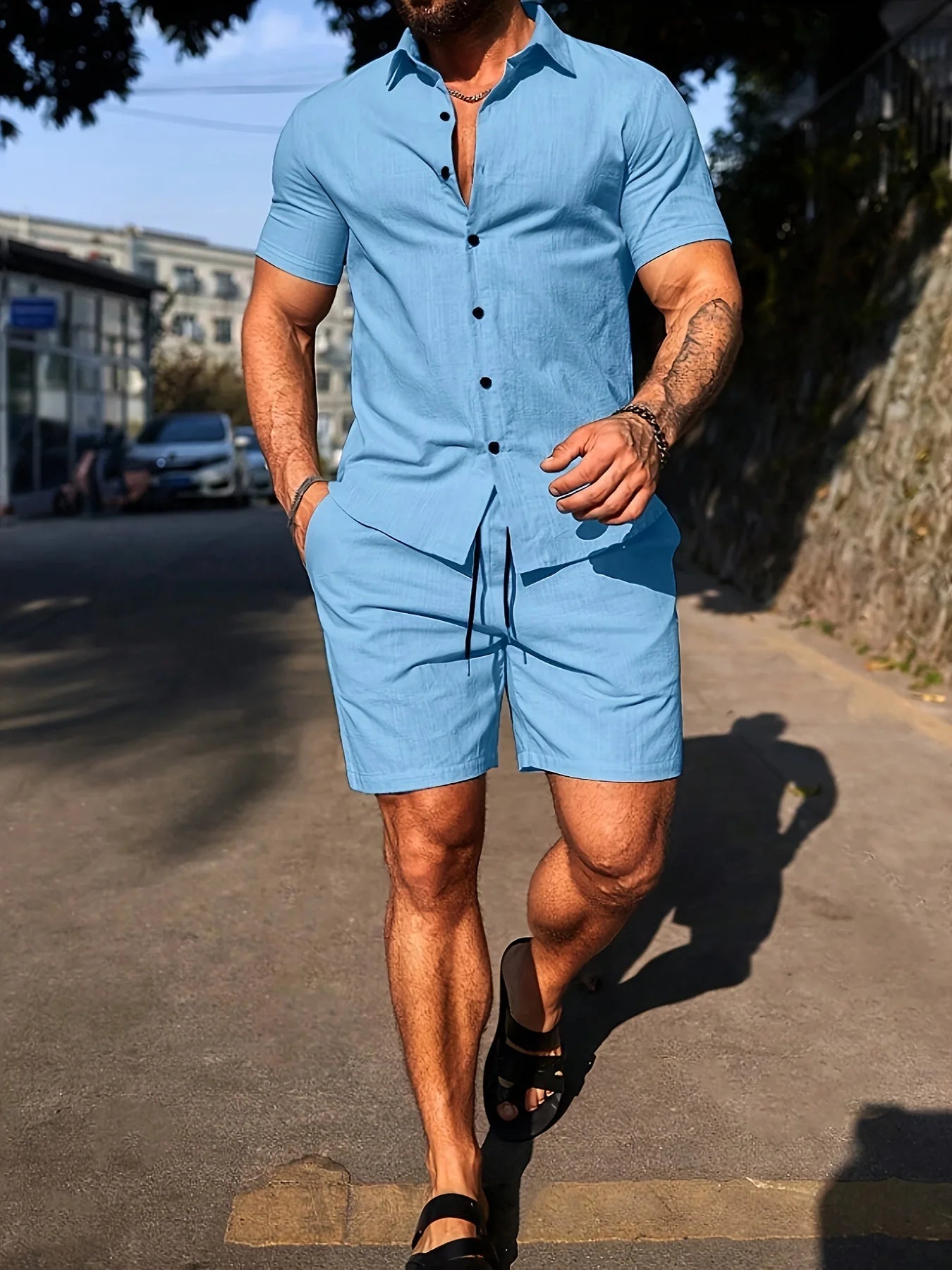 Slim Short Sleeve Shirt and Shorts Sets for Men 2026 Summer Casual Sportswear Male Fashion Beach Shirts Comfortable Hawaii Wear