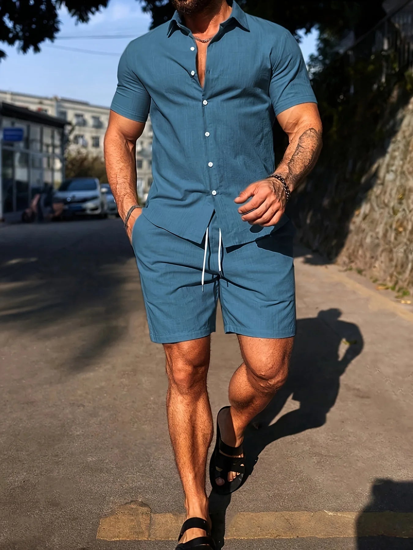 Slim Short Sleeve Shirt and Shorts Sets for Men 2026 Summer Casual Sportswear Male Fashion Beach Shirts Comfortable Hawaii Wear