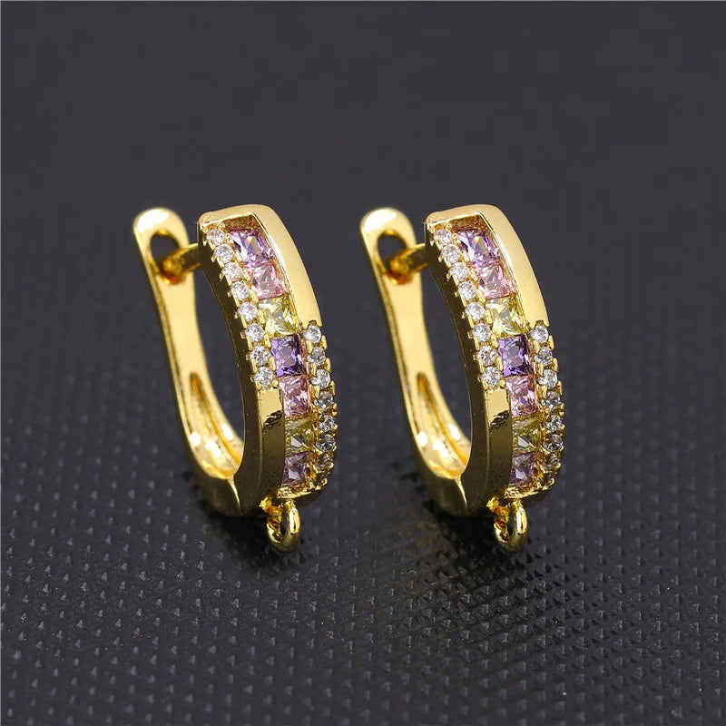 Juya 2 Pairs Wholesale 18K Gold Plated Copper Fastener Shvenzy Earring Hooks Accessories For DIY Fashion Women's Earrings Making