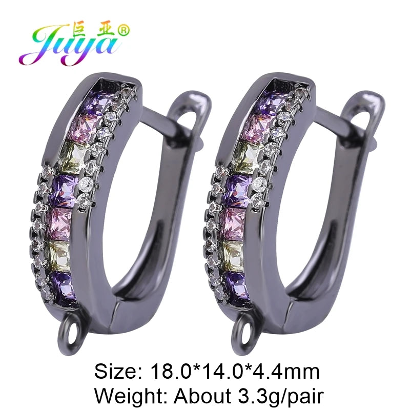 Juya 2 Pairs Wholesale 18K Gold Plated Copper Fastener Shvenzy Earring Hooks Accessories For DIY Fashion Women's Earrings Making