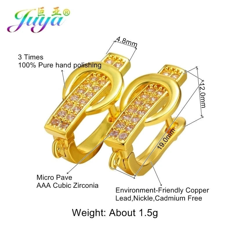 Juya 2 Pairs Wholesale 18K Gold Plated Copper Fastener Shvenzy Earring Hooks Accessories For DIY Fashion Women's Earrings Making