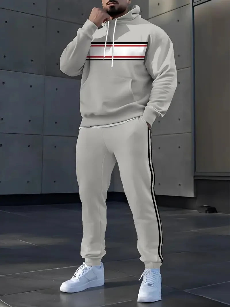 The new men's set for Spring and Autumn 2025 features a casual fashionable comfortable and soft 3D pattern print