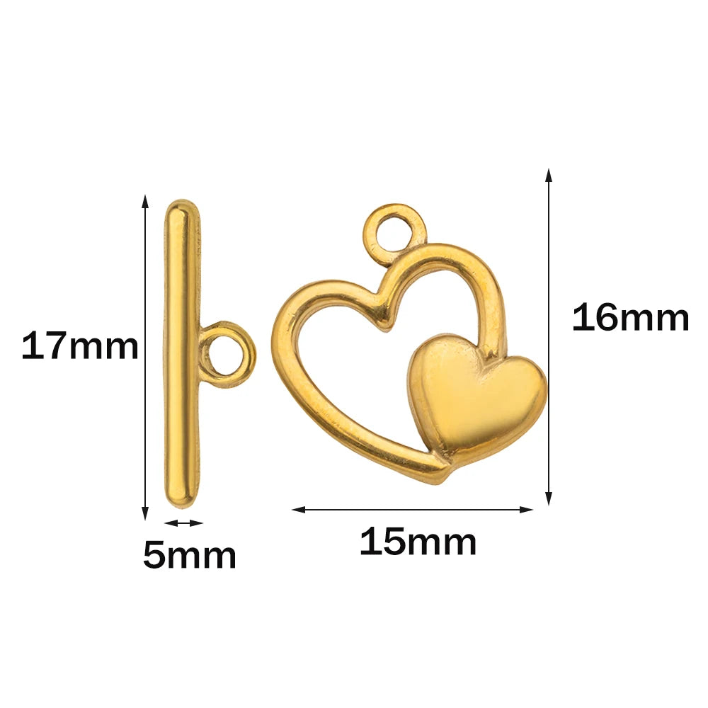 5 Sets Stainless Steel Toggle Clasp T-bar Closure Ring Fastener Hook End Connectors for DIY Necklace Bracelet Jewelry Making