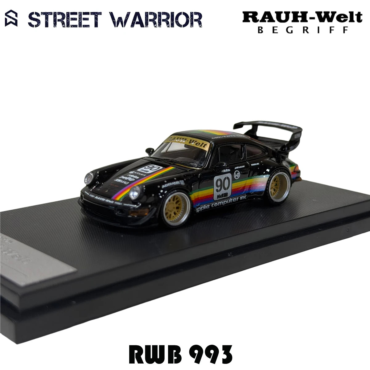 SW In Stock 1:64 RWB 993 Black Apple Diecast Diorama Car Model Collection Street  Warrior