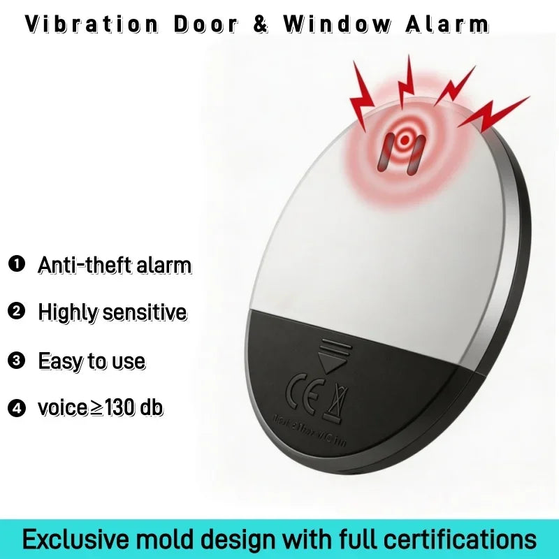 Travel Vibration Door Window Alarm Portable Slim Anti-Theft Sensor Alarm for Hotel Motel Home Apartment Travel Burglar Alert