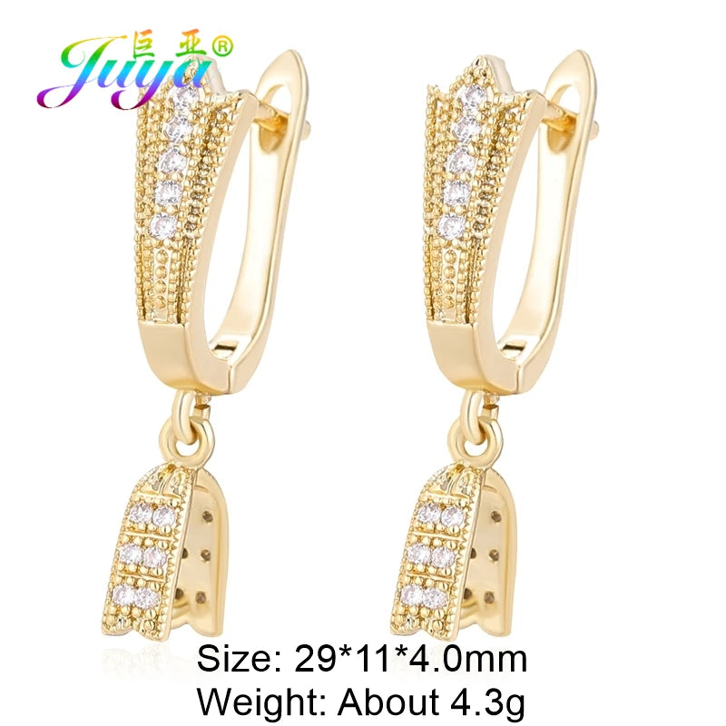 Juya 2 Pairs Wholesale 18K Gold Plated Copper Fastener Shvenzy Earring Hooks Accessories For DIY Fashion Women's Earrings Making