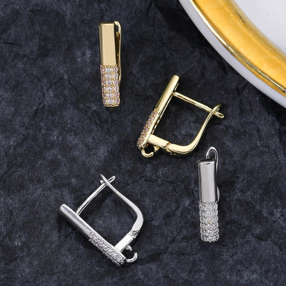 Juya 2 Pairs Wholesale 18K Gold Plated Copper Fastener Shvenzy Earring Hooks Accessories For DIY Fashion Women's Earrings Making